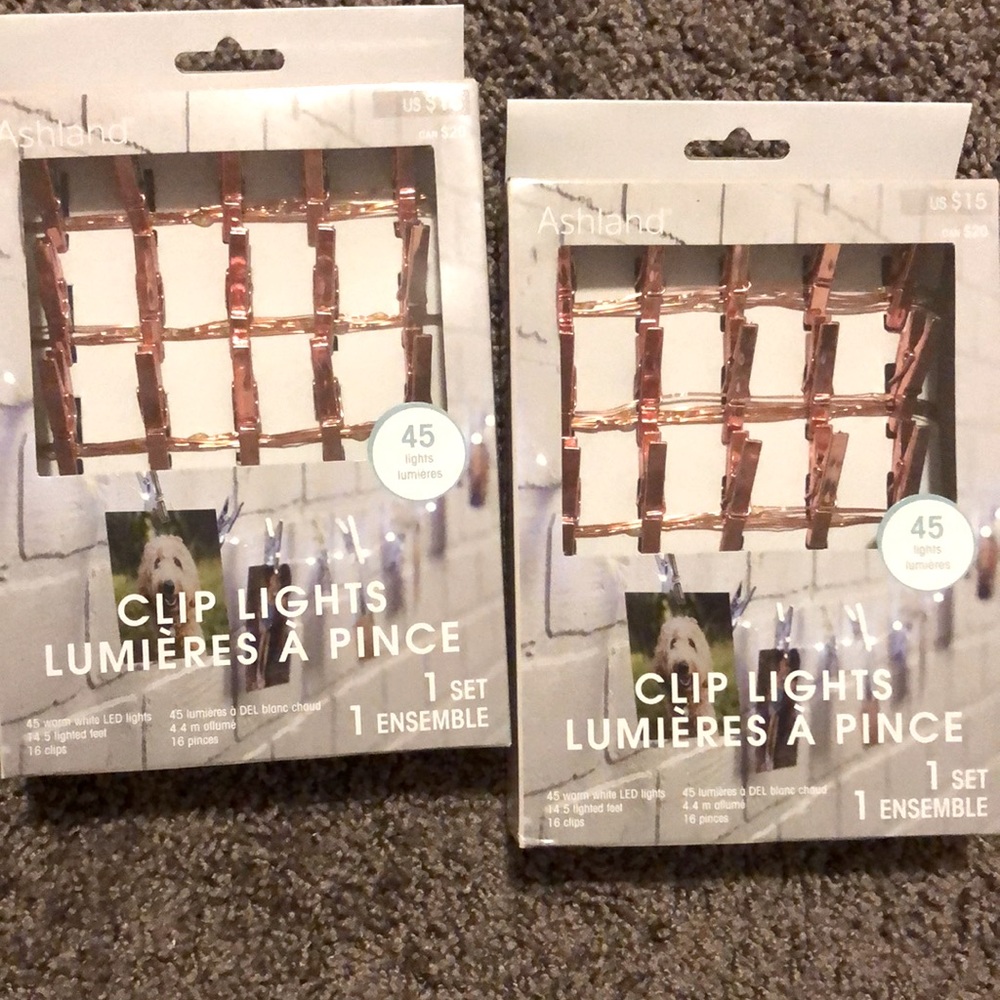 NEW 2 Sets of Clip String Lights Rose gold